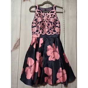 Glamour by Terani Couture Floral Print High Neck Cocktail Dress Size 6